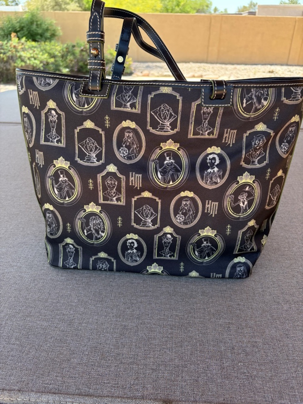 Dooney & Bourke Black Haunted Portrait Tote with Gold Accents - Picture 3 of 4